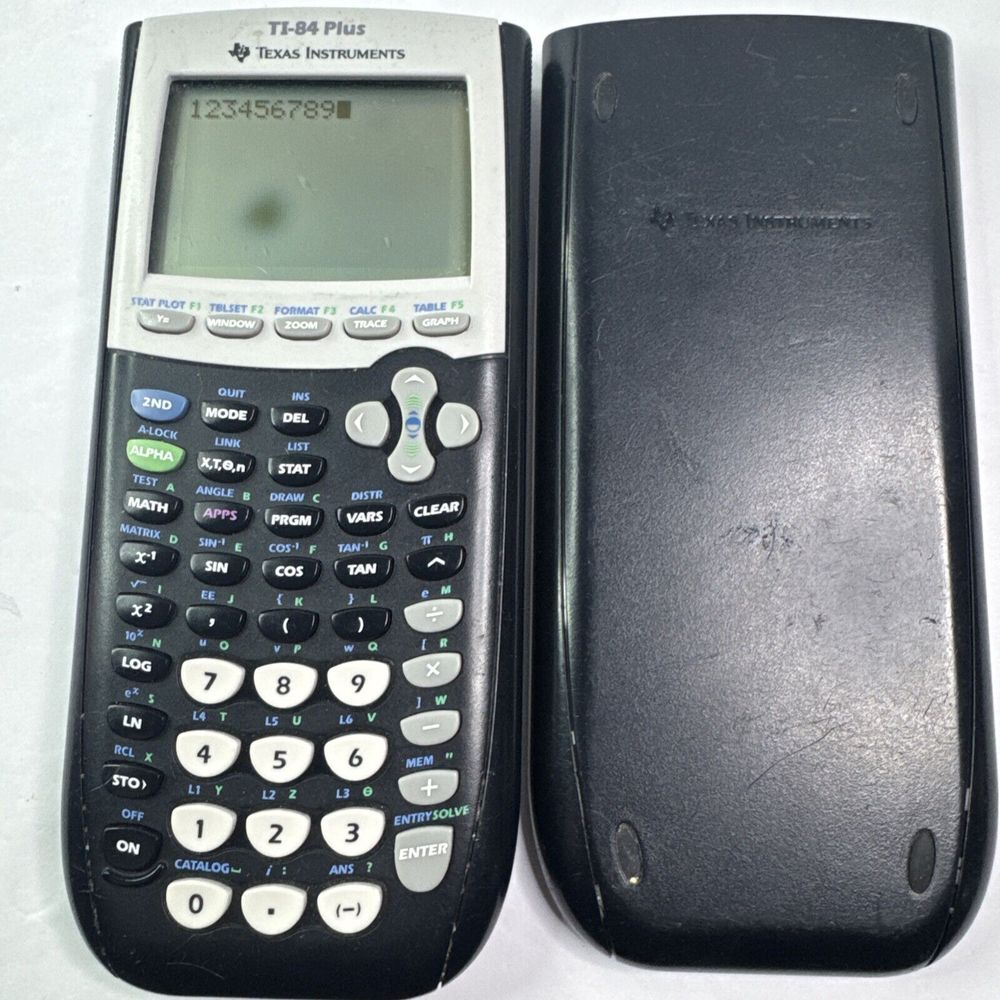 Texas Instruments TI-84 Plus Graphing Calculator - W/ Cover Black/Grey Tested